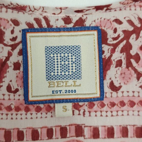 Alicia Bell Paisley Floral Tiered Peasant Dress Size Small Beaded Tassels Boho - Picture 12 of 13